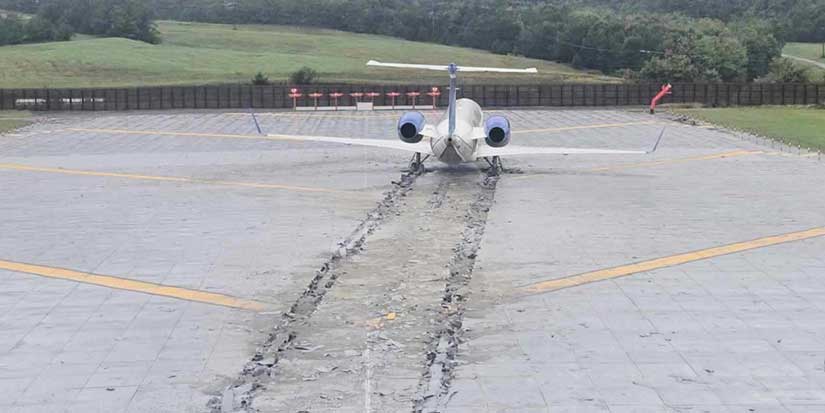 A plane had to be stopped by a safety zone at the end of the runway at a Virginia airport