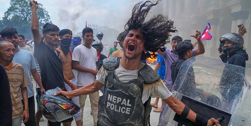 Protests against Nepal's social-media ban grow more violent as demonstrators set buildings on fire