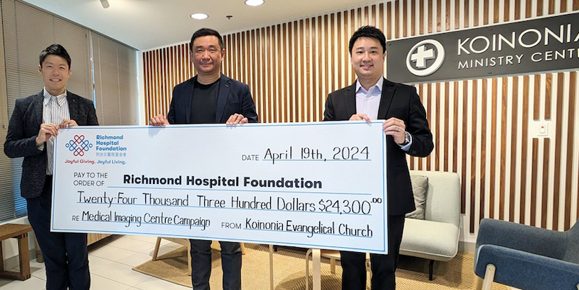 Koinonia Evangelical Church supports Richmond Hospital Foundation Medical Imaging Campaign with over $24,000 donation