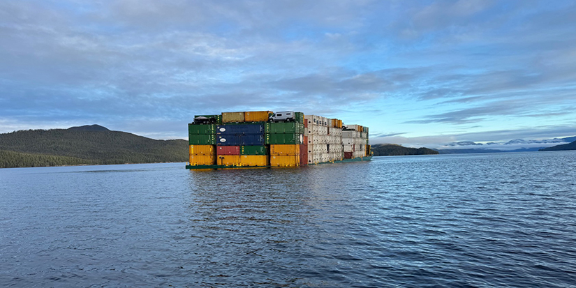 Cargo container removal begins on sinking barge off B.C.'s central coast