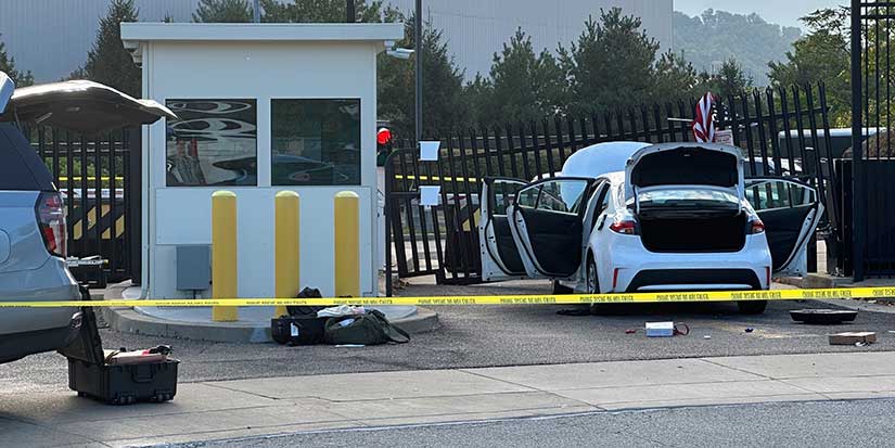 Suspect in custody after driver rams car into staffed security gate at FBI building in Pittsburgh