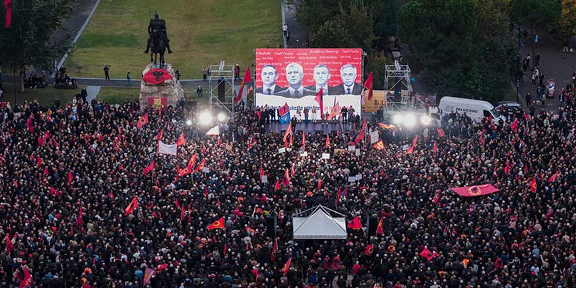 Thousands rally in Albanian capital against EU-backed court prosecuting Kosovo war veterans