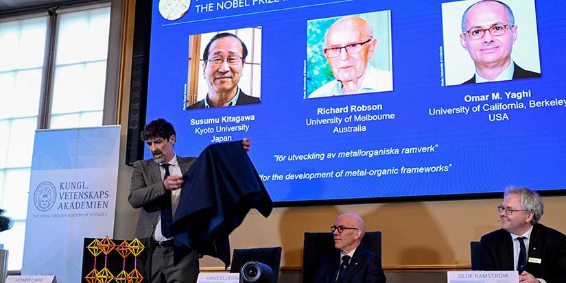 Nobel Prize in chemistry goes to discovery that could trap C02 and bring water to deserts