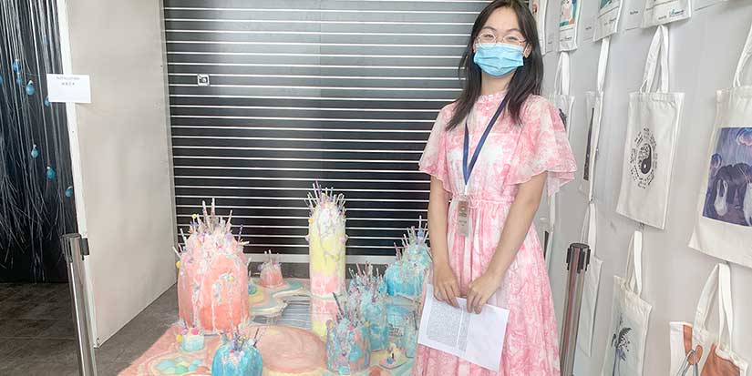 Teenager displays sweet art installation