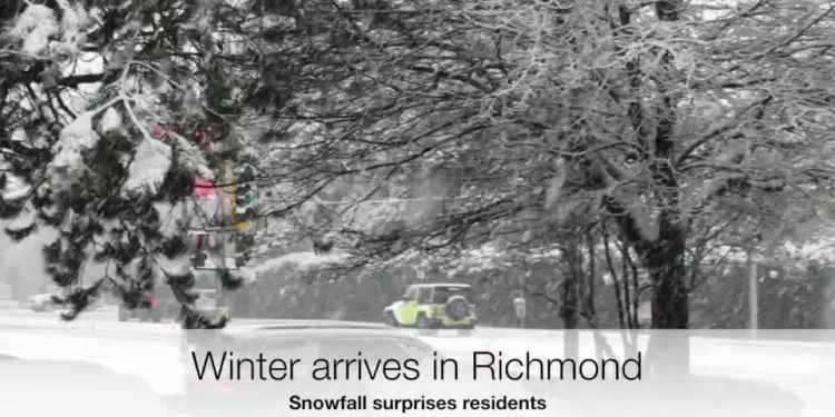 At least a few centimetres of snow fell on Richmond Tuesday, two days ahead of the Winter Solstice.